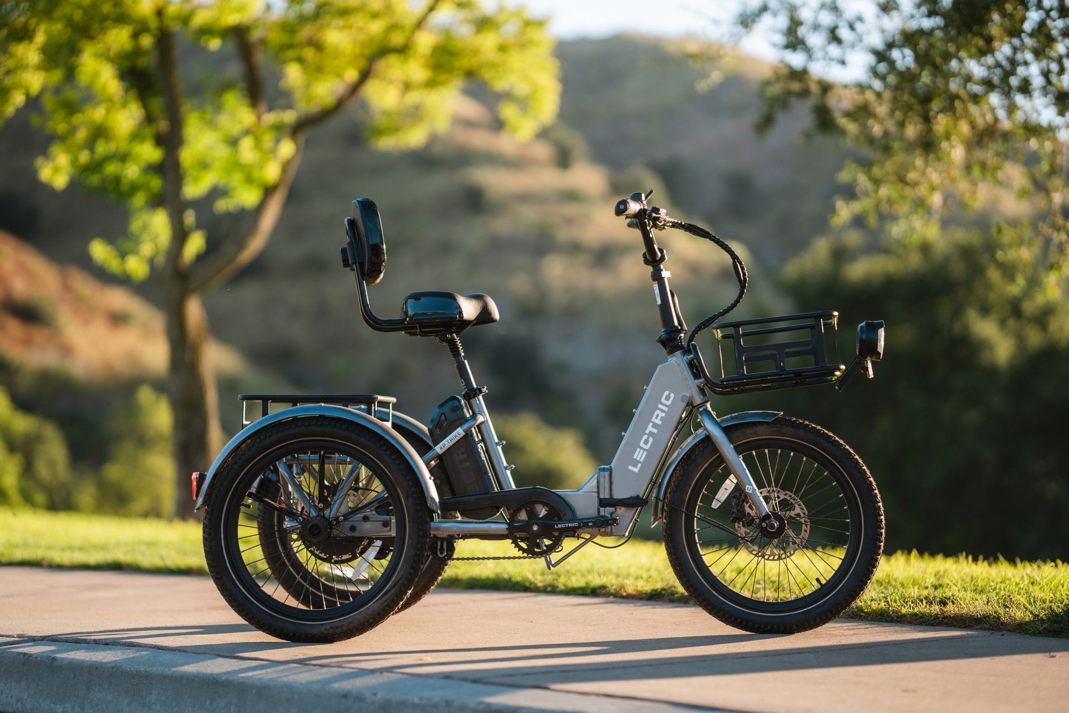 XP Trike2 parked outdoors showcasing sturdy design